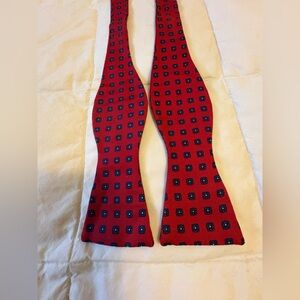 Vintage Robert Talbott Red and Blue Patterned Pure Silk Bow Tie